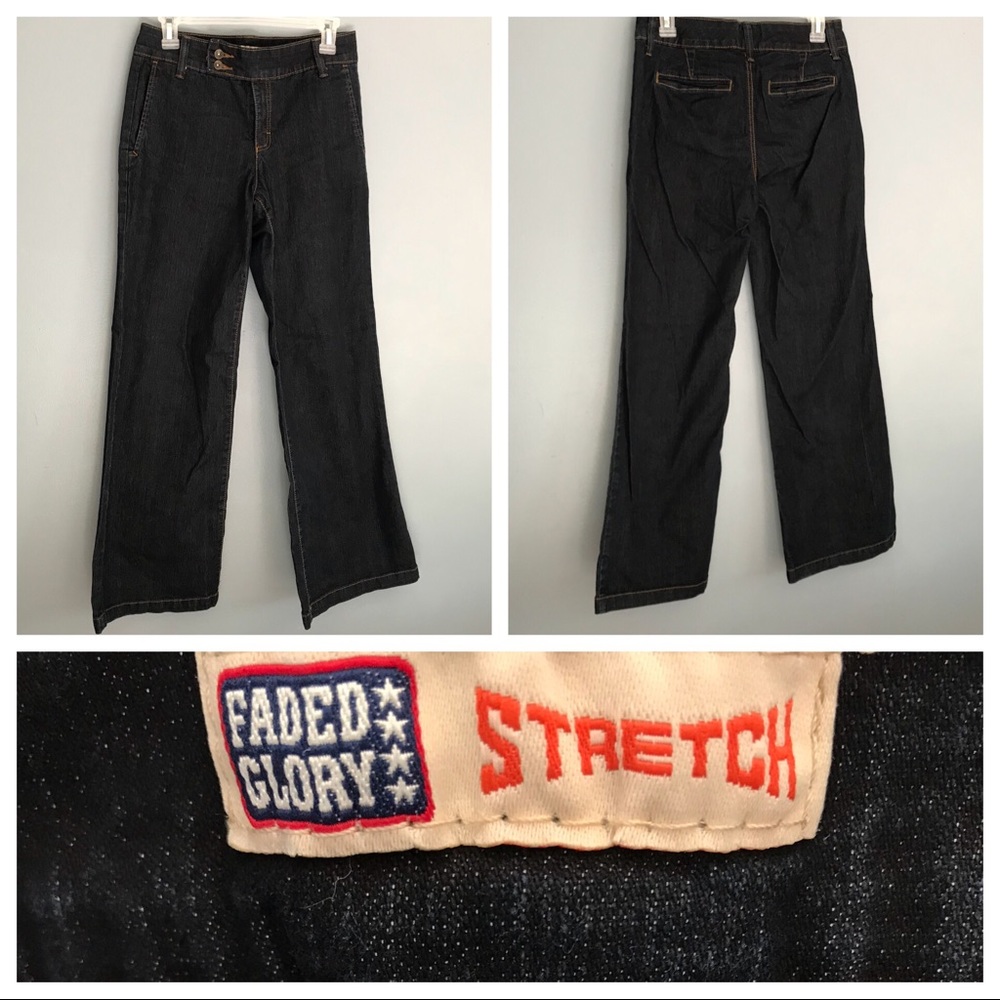 Faded glory stretch dark wash boot cut  size 6
